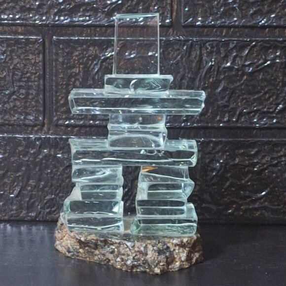 GLASS AND GRANITE 7 INCH TALL INUKSHUK HEAVY - Picture 2 of 7